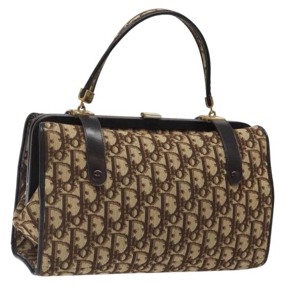 DIOR Trotter Canvas Hand Bag Brown Gold - Picture 1 of 12